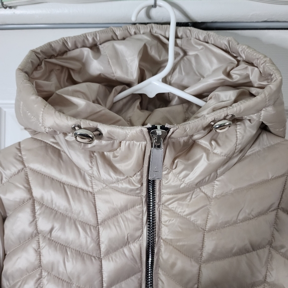 Kenneth Cole New York Hooded Chevron Quilted Puffer Coat Sz L - Picture 6 of 16